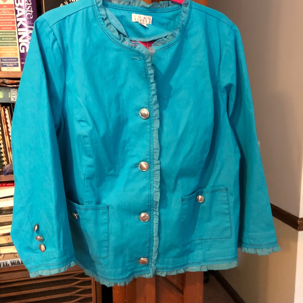 NEW JOAN RIVERS JACKED/COTTON WITH CHIFFON EDGING
